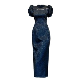 Design improved cheongsam dress custom-made summer women's elegant temperament high-end skirt SKCS026 Design improved cheongsam dress custom-made summer women's elegant temperament high-end skirt SKCS026